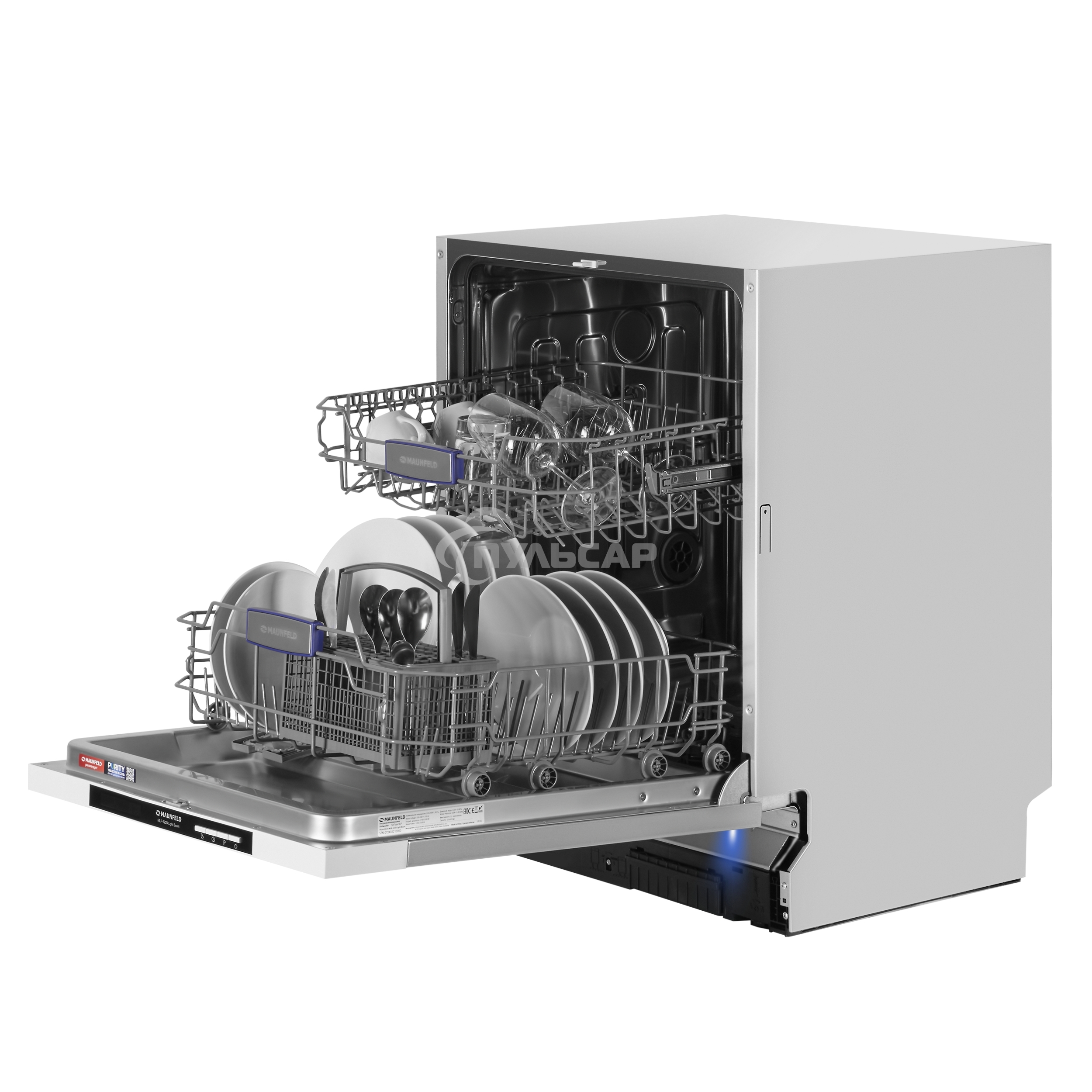 Встраиваемая посудомоечная машина Maunfeld MLP-122D Light Beam, серебристый, 59.8 см, 12 компл., 49 дБ, класс A++