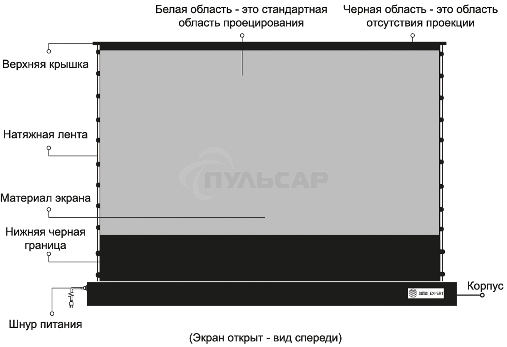 Экран Cactus 148x263см FloorRising CS-PSFRCLR-263X148 16:9 напольный рулонный черный (моторизованный привод)