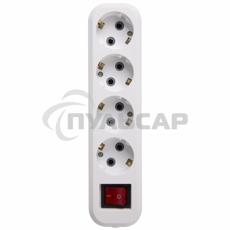 Колодка 4 гнезда с кнопкой c заземлением Rexant