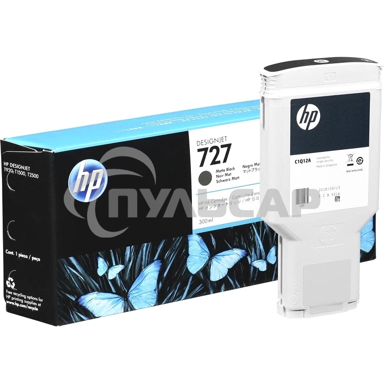 Картридж струйный HP 727 C1Q12A черный матовый, 300мл, для Designjet T920/T1500/T2500