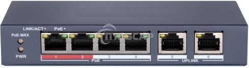 Коммутатор HiWatch DS-S604P неуправляемый