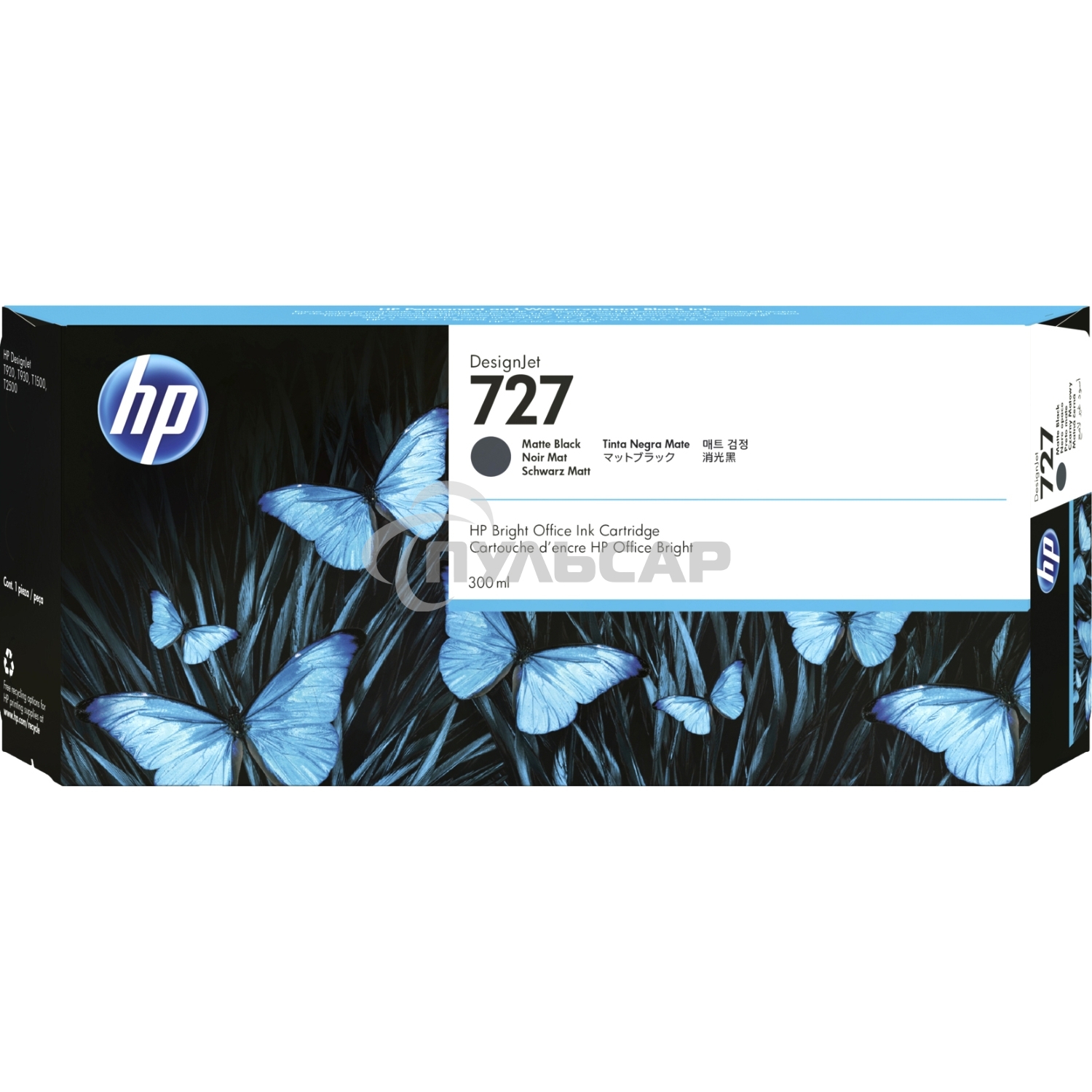 Картридж струйный HP 727 C1Q12A черный матовый, 300мл, для Designjet T920/T1500/T2500