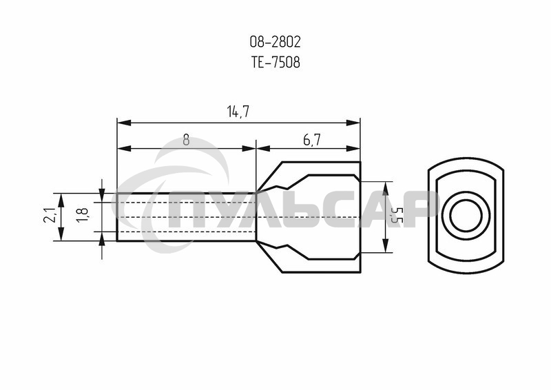 Наконечник штыревой втулочный изолированный F-8 мм 2х0.75 мм² (НШВи(2) 0.75-8/НГи2 0,75-8) синий Rexant
