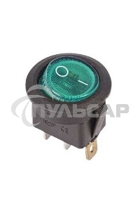 Выключатель клавишный Rexant круглый 250V 6А (3с) ON-OFF зеленый с подсветкой