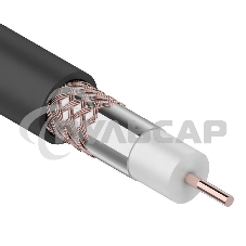 Кабель коаксиальный Rexant RG-6U+Cu, 75 Ом, Cu/Al/Cu, 64%, бухта 100 м, черный OUTDOOR