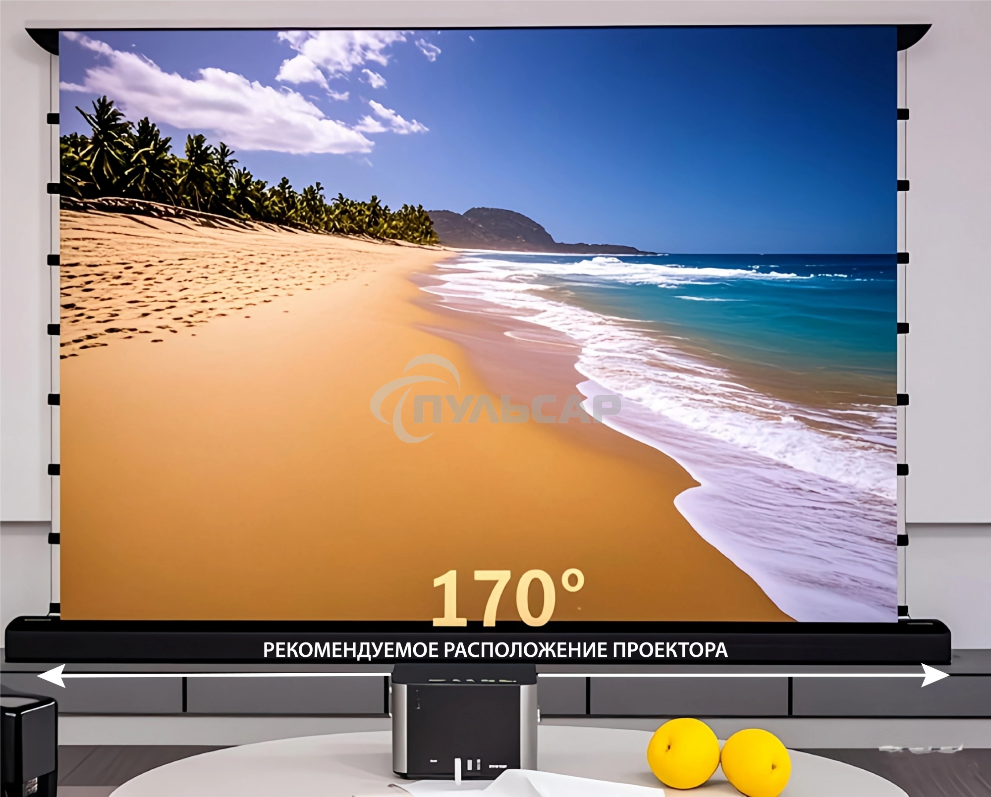 Экран Cactus 148x263см FloorRising CS-PSFRCLR-263X148 16:9 напольный рулонный черный (моторизованный привод)