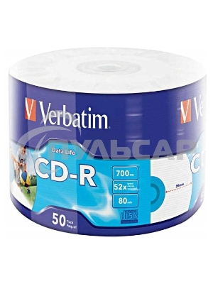 Диск CD-R Verbatim 80min, 700mb, 52x Shrink/50 Ink Print 43794