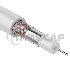 Кабель коаксиальный Rexant RG-59U+Cu, 75 Ом, Cu/Al/Cu, 64%, бухта 305 м, белый
