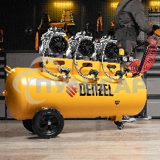 Компрессор безмаслянный малошумный DLS 1800/100,1800 Вт, 3х600, 100 л, 345 л/мин Denzel