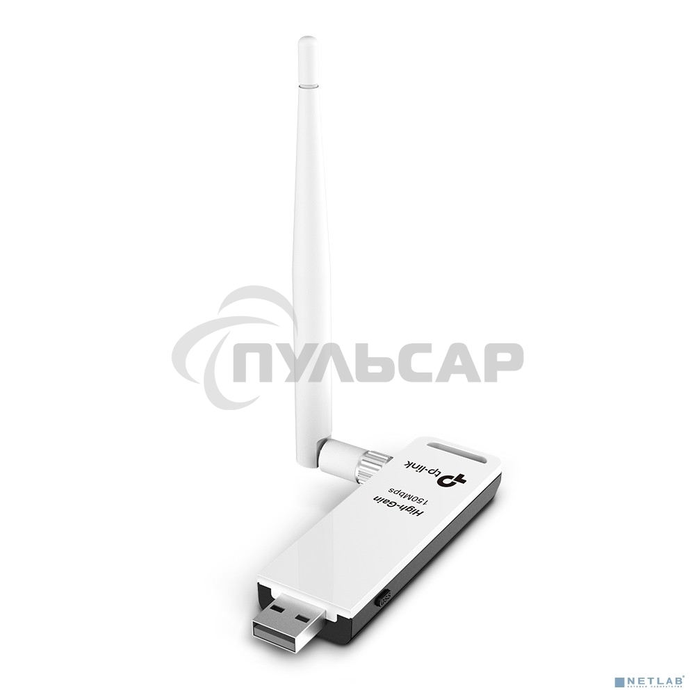 Адаптер TP-Link SOHO TL-WN722N 150Mbps High Gain Wireless N USB Adapter with Cradle, 1T1R, 2.4GHz, 802.11n/g/b, 1 detachable antenna