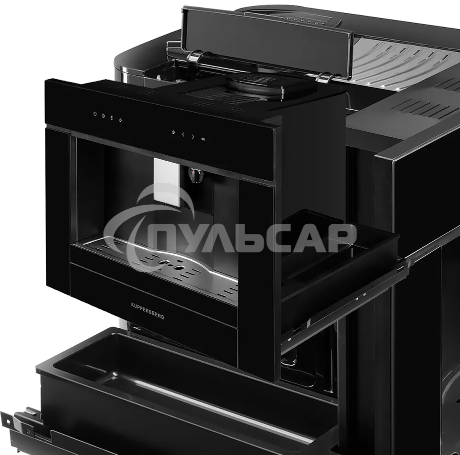 Автоматическая кофемашина Kuppersberg KCM 182 Black коллекция High-Tech,управление сенсорное,максимальное давление 20 бар,емкость для воды 1.8л, есть капучинатор,приготовление кофе автоматическое, материал панели стекло, черный