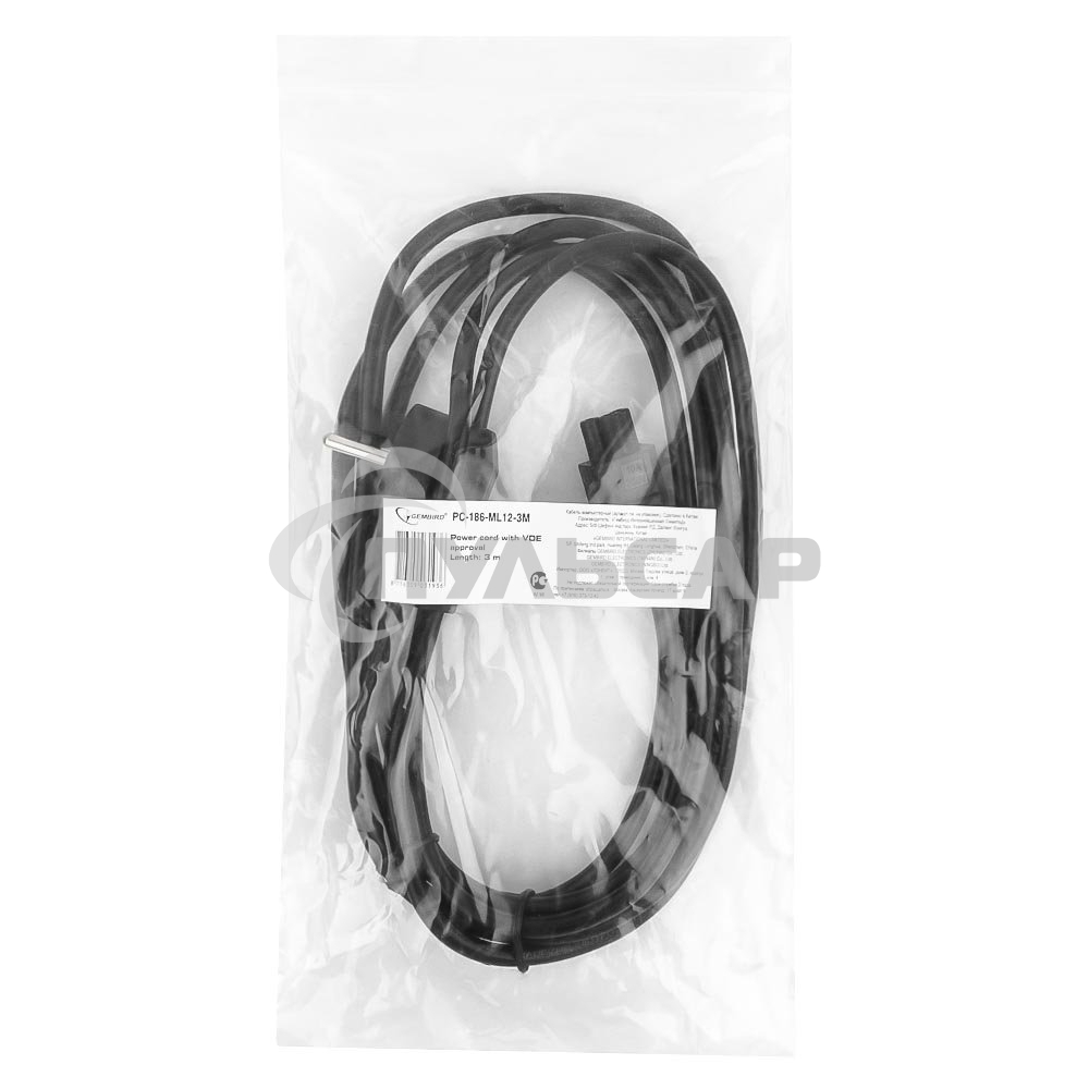 Кабель питания для ноутбуков Gembird/Cablexpert, 3м, Schuko- C5, 10А (PC-186-ML12-3M)