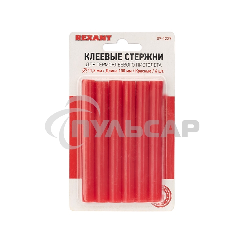 Клеевые стержни Rexant, Ø11 мм, 100 мм, красные, 6 шт., блистер