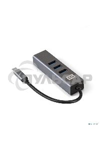 Хаб USB (концентратор) ExeGate DUB-4TC (кабель-адаптер USB Type C --> 4xUSB3.0, Plug&Play, серебристый)