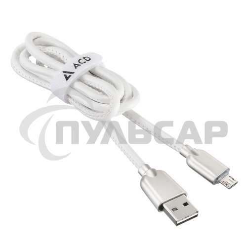 Кабель USB ACD-Allure MicroUSB ~ USB-A Кожа, 1м, белый (ACD-U926-M1W)