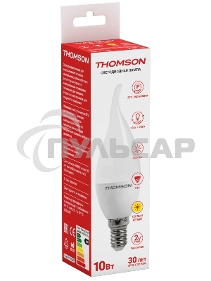 Лампа светодиодная Hiper THOMSON LED TAIL CANDLE 10W 800Lm E14 3000K TH-B2029