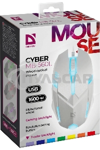 Мышь проводная Defender Cyber MB-560L белый, 1200 dpi, USB, кнопки - 3