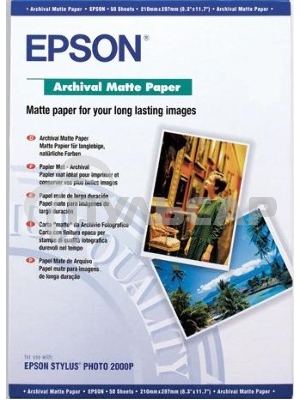 Фотобумага EPSON Архивная Матовая, 192г/м2, A3+(32,9X48,3)/50л.