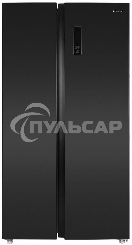 Холодильник Maunfeld MFF177NFSB черный глянц. двухкамерный 263/170л морозилка сбоку, No Frost, Side by Side