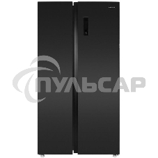 Холодильник Maunfeld MFF177NFSB черный глянц. двухкамерный 263/170л морозилка сбоку, No Frost, Side by Side