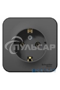 Розетка ОП BLANCA 16А 250В без шторок c заземл. изол. пласт. антрацит SchE BLNRA010116