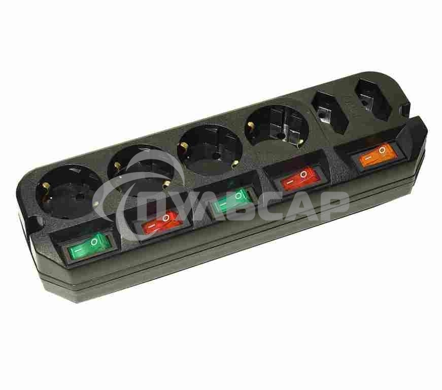 Сетевой удлинитель Most A16 3м (6 розеток) черный (пакет ПЭ)