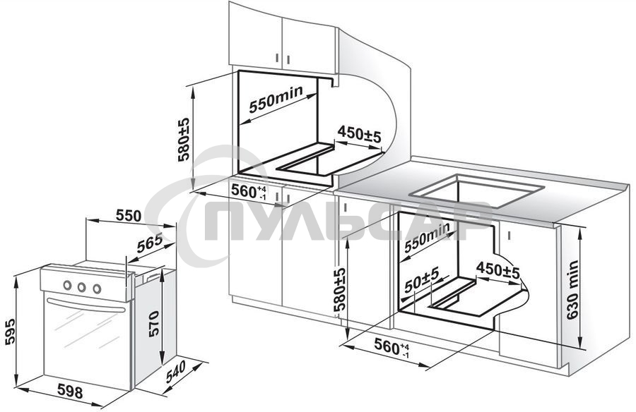 Газоэлектрический духовой шкаф Gefest 621-03 К56, встраиваемый