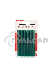 Клеевые стержни Rexant, Ø11 мм, 100 мм, зеленые, 6 шт., блистер