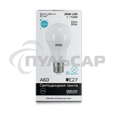 Лампа cветодиодная Gauss LED Elementary Арт. 23229A60 20W E27 4100K 1/10/40 груша