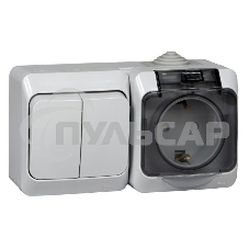 Блок ОП Этюд (2-кл. выкл. + евророз. защ. шторки) IP44 сер. SchE BPA16-242C