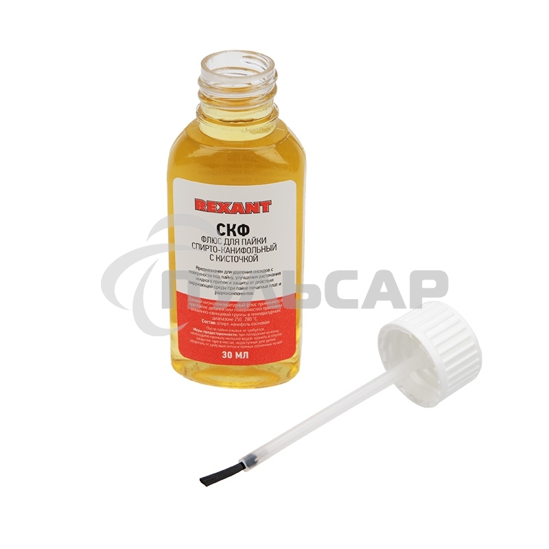 Флюс для пайки Rexant, СКФ (спирто-канифольный), 30 мл, с кисточкой, флакон