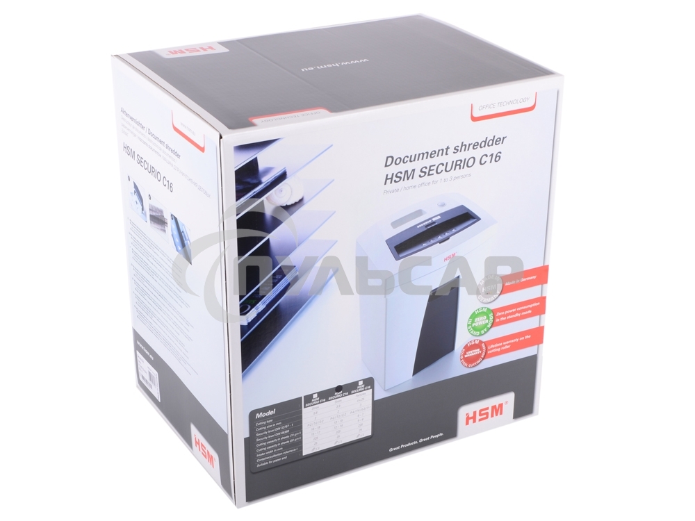 Шредер HSM SECURIO C16-3.9 уровень 2/лен5.8мм/15лист/25лтр/Уничт:скрепки, скобы, пл.карты