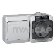 Блок ОП Этюд (1-кл. выкл. + евророз. защ. шторки) IP44 сер. SchE BPA16-241C