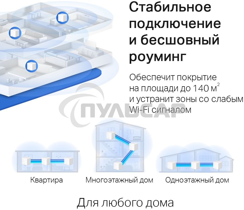 Бесшовный Mesh роутер Mercusys Halo H30G(3-pack) AC1300 10/100/1000BASE-TX