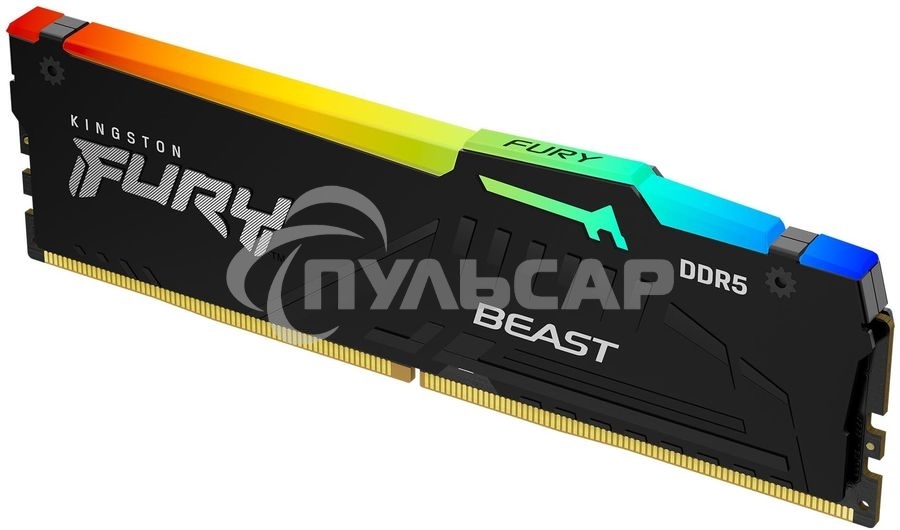 Оперативная память Kingston Fury Beast, DDR5, 32Gb (1x32Gb), 5200MHz, CL40, DIMM, с радиаторами, RGB, черный