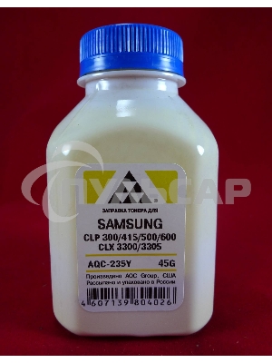 Тонер SAMSUNG CLP 300/315/320/325/360/415/500/510/600/610/660/CLX3300/3305 Yellow, (фл.45г.) AQC фас. Россия