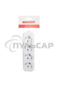 Колодка 4 гнезда c заземлением Rexant