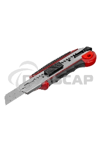 Нож Matrix, 18 мм, выдвижное лезвие, метал. направляющая, обрезиненная ручка, 5 лезвий