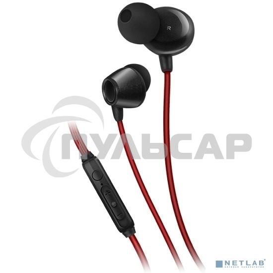 Наушники внутриканальные SVEN с микрофоном E-292M черный/красный пульт