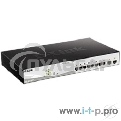 Коммутатор D-Link DGS-1210-10MP/F1A Настраиваемый коммутатор WebSmart с 8 портами 10/100/1000Base-T и 2 портами 1000Base-X SFP (8 портов с поддержкой PoE 802.3af/802.3at (30 Вт), PoE-бюджет 130 Вт)