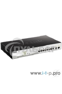 Коммутатор D-Link DGS-1210-10MP/F1A Настраиваемый коммутатор WebSmart с 8 портами 10/100/1000Base-T и 2 портами 1000Base-X SFP (8 портов с поддержкой PoE 802.3af/802.3at (30 Вт), PoE-бюджет 130 Вт)