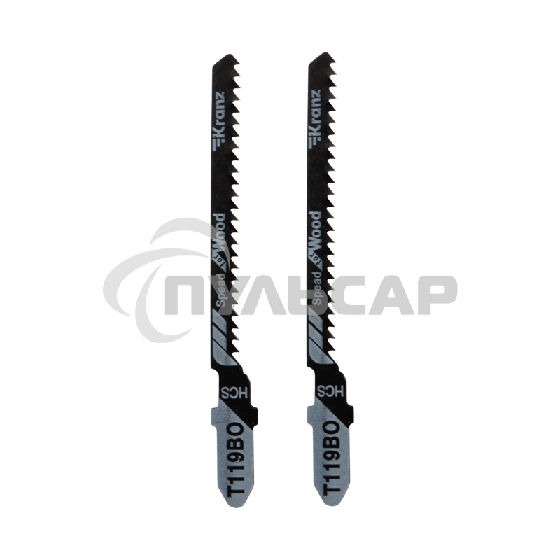 Пилка для электролобзика по оргстеклу KRANZ T119BO 76 мм 12 зубьев на дюйм 4-20 мм фигурный рез (2 шт./уп.) 