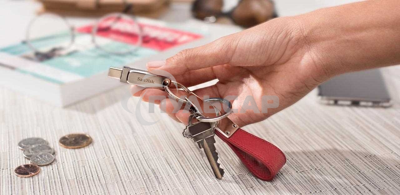 Флешка USB Sandisk Ultra Dual Luxe 32 Gb, USB 3.0, серебристый