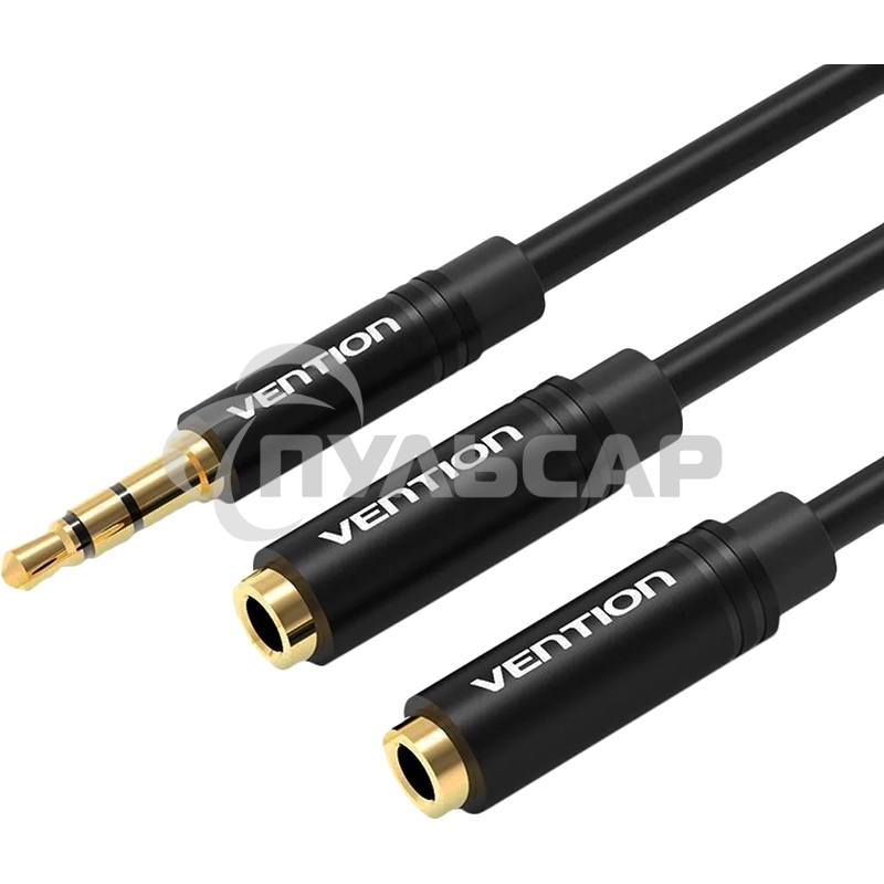 Переходник-разветвитель Vention гибкий Jack 3.5 мм M/Jack 3.5 мм F x 2 - 0.3 м