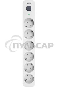 Сетевой фильтр Powercom SP-06W 5,0 м 5.0м (6 розеток) белый/серый (коробка)