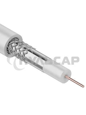 Кабель коаксиальный Rexant 3С-2V, 75 Ом, CCS/Al/Al, 48%, бухта 100 м, белый