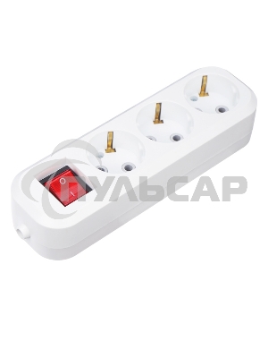 Колодка Rexant 3 гнезда с кнопкой c заземлением