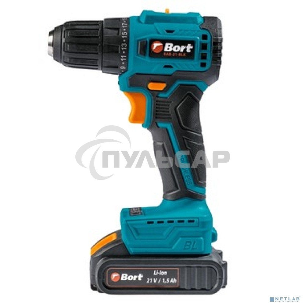 Дрель-шуруповерт Bort BAB-21-BLK, Аккумуляторная, 21В, 2 АКБ