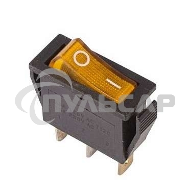 Выключатель клавишный Rexant 250V 15А (3с) ON-OFF желтый с подсветкой