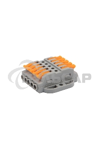 Клемма СМК 222-425P проходная 5 полюсов, с монтажной площадкой (0,08-4 мм²), серая (блистер 4 шт./уп.) Rexant